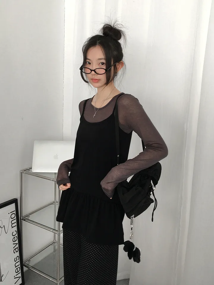(3일)최저가❣️[레이어드잇템🖤갓성비!/국내제작! 프릴 캉캉 레이어드나시 롱 이너나시 발레코어]  큐트프릴레이어드롱나시 상세 이미지 26