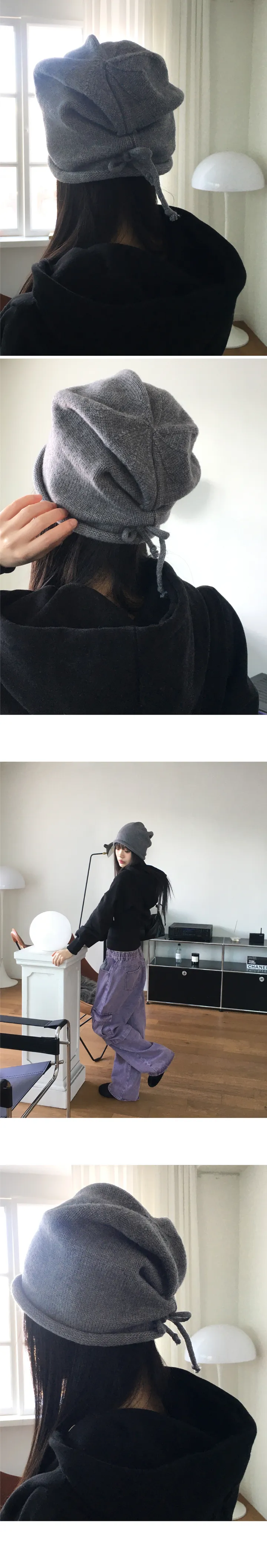 히콧 스트링 포인트 니트 두건 비니 상세 이미지 8
