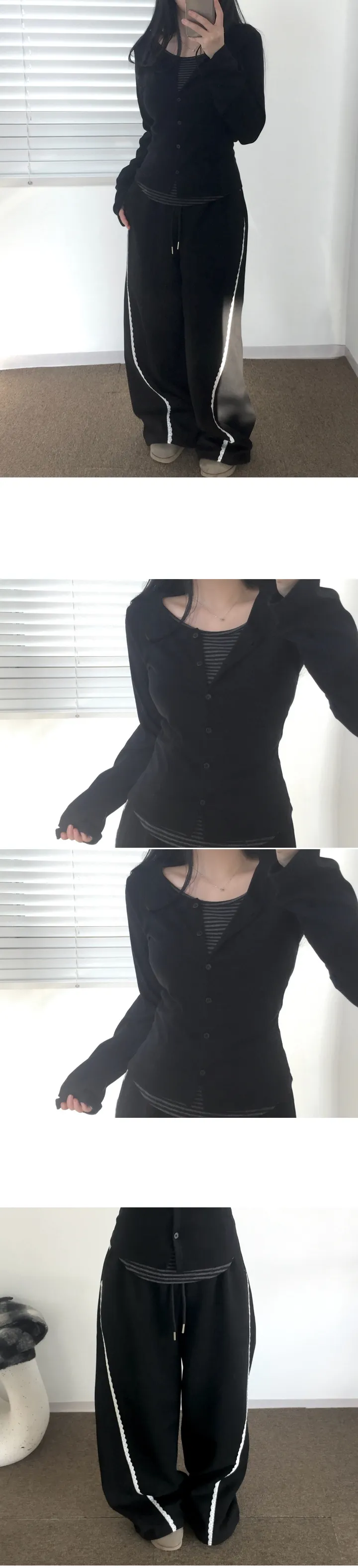 [-3kg 말라핏보장🖤] 일체형 레이어드 바둑이 단가라 가디건 상세 이미지 4