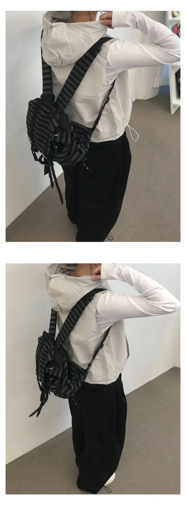[바스락/데일리🩶] 소릿 나일론 후드 스트링 바람막이 베스트 (4color) 상세 이미지 6