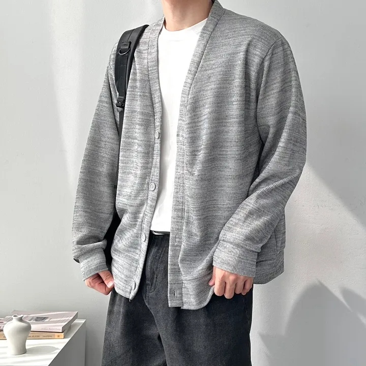 4color 어깨 +3cm 남녀공용 오버핏 소프트 루즈핏 니트 가디건 자켓 남자브이넥베이직가디건 상세 이미지 6