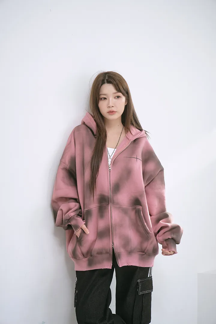 [UNISEX] 빈티지 워싱 더티 투웨이 후드집업 크롭 워싱  피그먼트 오버핏  핸드워머  커플룩 스트릿룩 빈티지룩 남여공용 유니섹스 크롭집업  빅사이즈 유니크 봄신상신상 물나염 상세 이미지 40