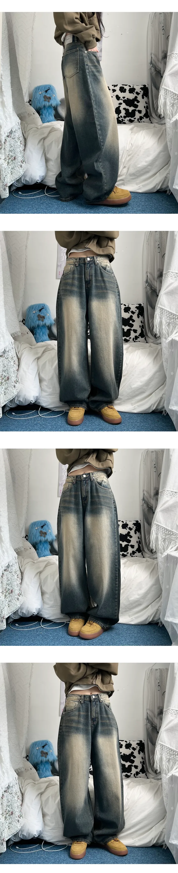 clay washing denim wide pants 상세 이미지 8