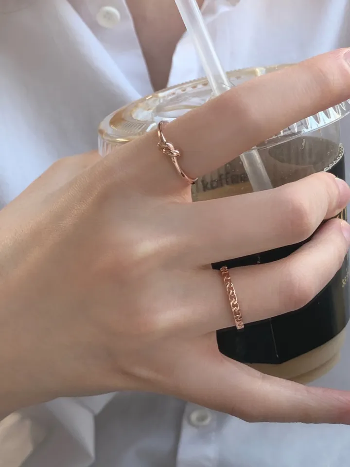 실버925 슬림 체인 바 레이어드 반지 상세 이미지 13