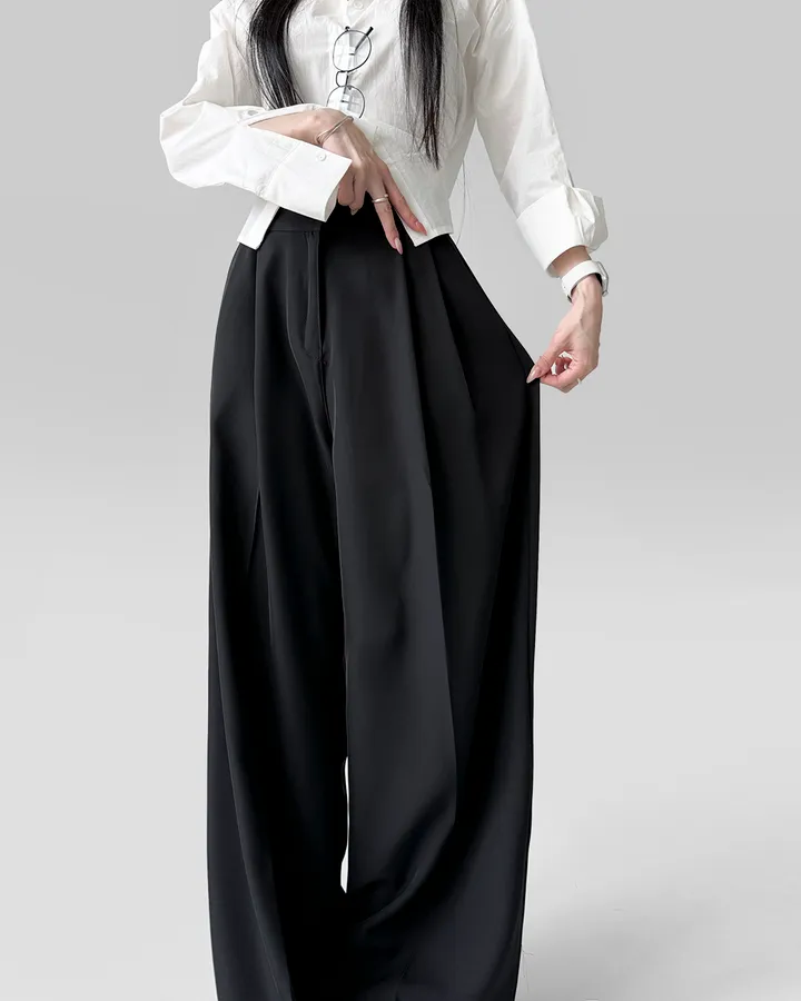 [4계절템/숏,롱/~2XL] 올리브유 메가 통 와이드 더블 핀턱 사계절 슬랙스 상세 이미지 8