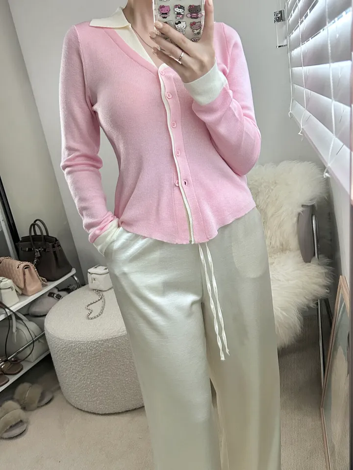 (강추)브리에 카라 배색 니트 가디건 -3color / 맨투맨 후드 집업 청바지 데님 원피스 3부팬츠 반바지 상세 이미지 29