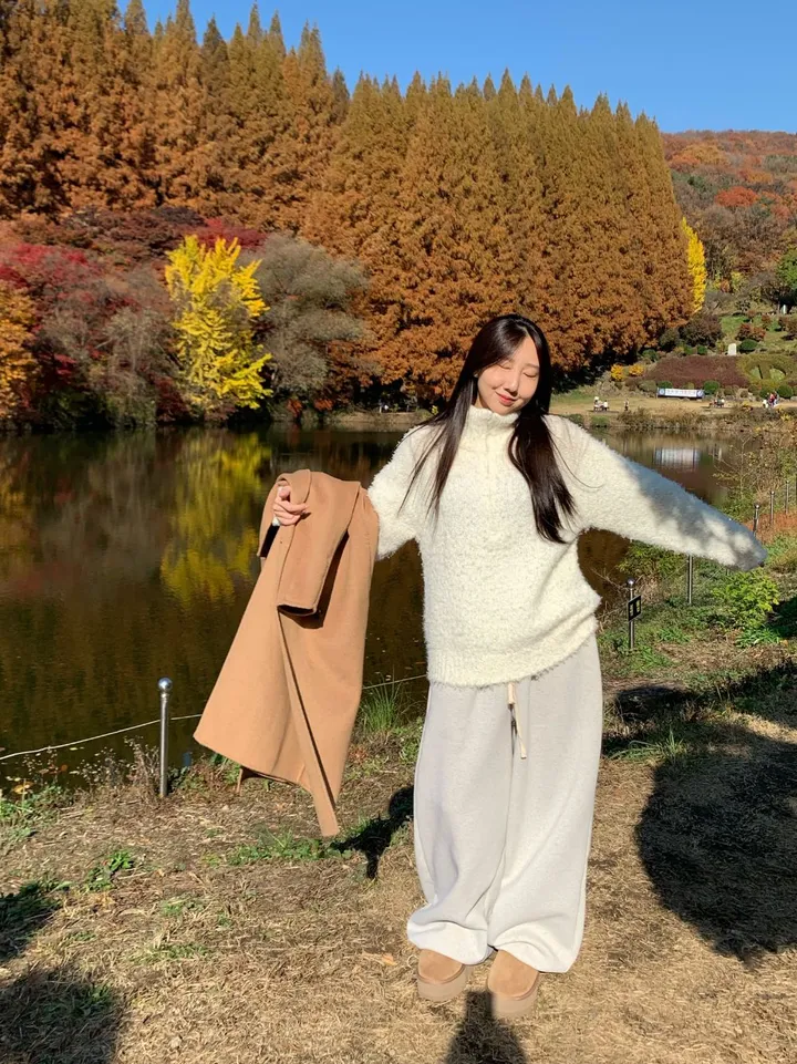 [울 100%/ 핸드메이드] 일렌 울 모 롱 코트  키작녀 카라 버튼 베이지 그레이 블랙 상세 이미지 20
