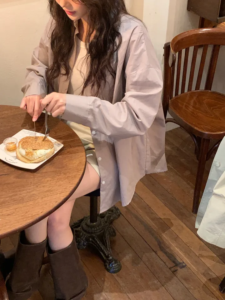 [4천장판매][MADE/핏보장인생셔츠] 에디 프렌치 코튼 오버핏 셔츠 남방 남녀공용 보이핏 레이어드 봄옷 봄신상 봄코디 봄상의 봄셔츠- 7color (KD1457,KD1910) 상세 이미지 36