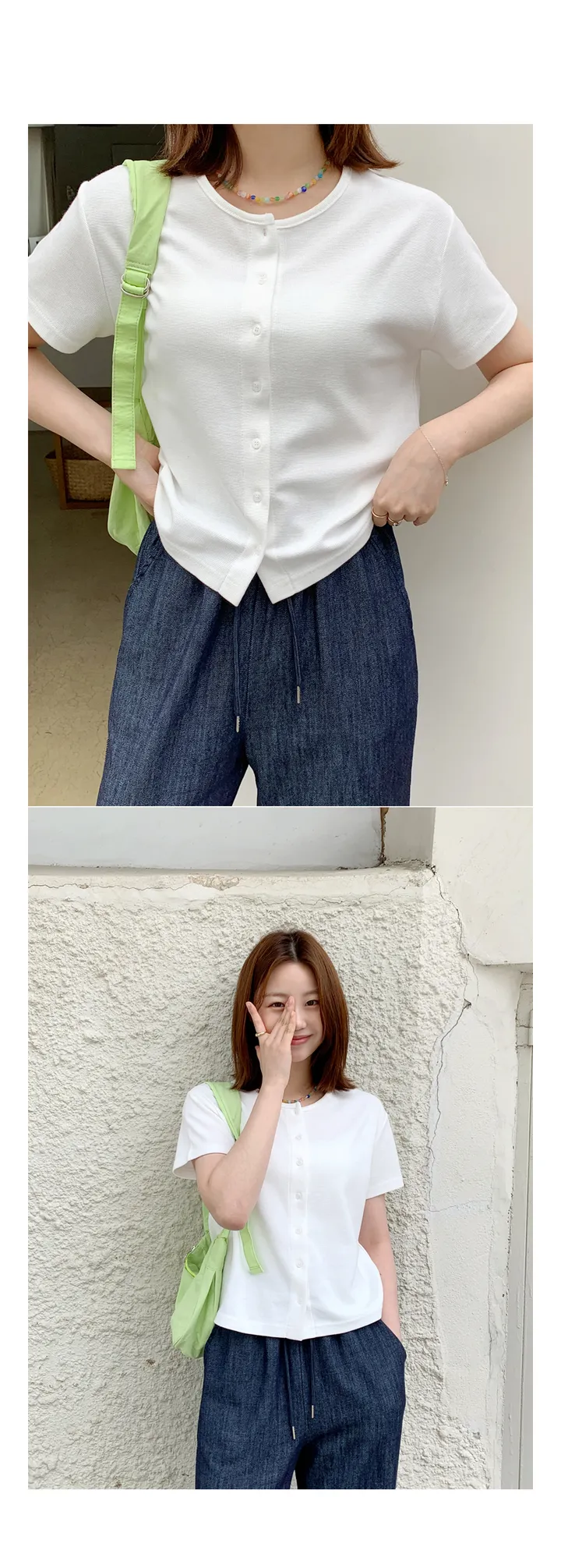 [1.5만장돌파/F~L,무조건소장](F,L) 와플반팔가디건T 상세 이미지 21