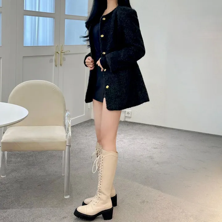 [코트겸원피스💗] 보들보들 연말룩 앙고라 하프 자켓 코트 원피스 상세 이미지 28