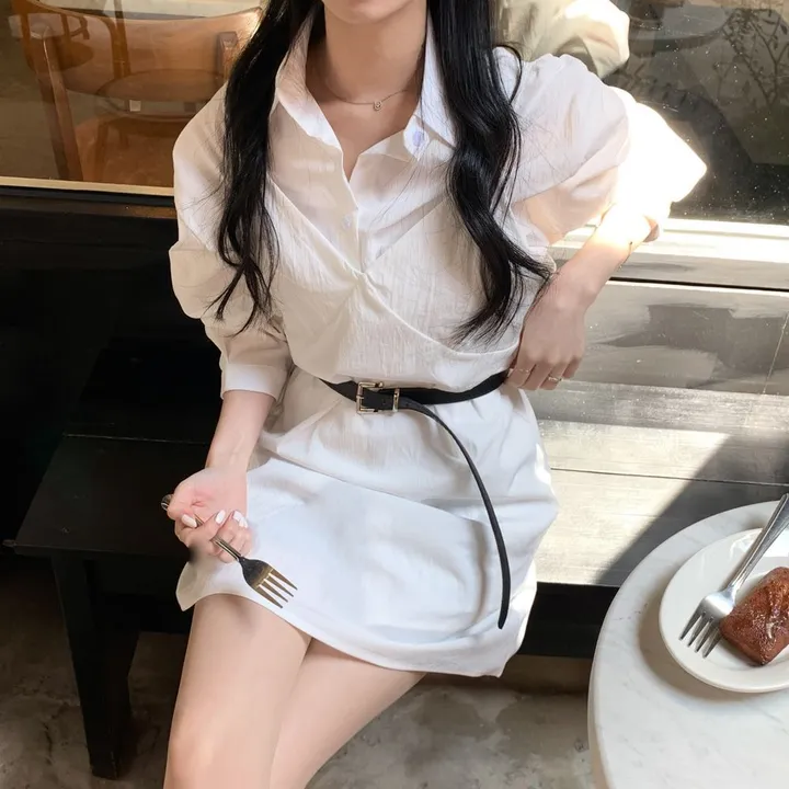 [set🖤/기장조절/데이트룩] 셔츠ops+뷔스티에ops 투피스 레이어드 세트set 상세 이미지 6