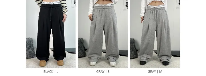 기모선택❤️[UNISEX/기획특가/4size!]올데이 원턱 라인 루즈 와이드 트레이닝 팬츠(2color) 상세 이미지 2