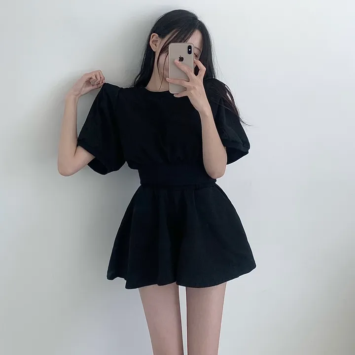 [치마바지/상하의SET] 로로 퍼프소매 반팔맨투맨 + 치마바지 투피스set 상세 이미지 27