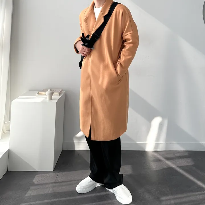 [1+1할인] 오버핏 로브 코트 미니멀 빅사이즈 아우터 남자롱로브코트 상세 이미지 15