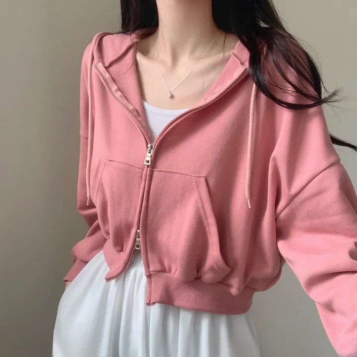 [아방귀염핏💕/투웨이] 로멜 크롭 루즈핏 벌룬 김팔 투웨이 후드 집업 상세 이미지 14