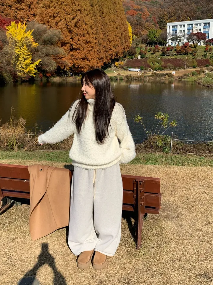 [울 100%/ 핸드메이드] 일렌 울 모 롱 코트  키작녀 카라 버튼 베이지 그레이 블랙 상세 이미지 15