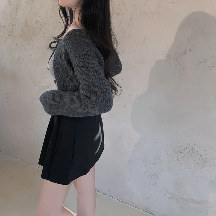 [흘러내림X]퓨어 울 모헤어 리본 볼레로 크롭 가디건 - 4color 상세 이미지 24