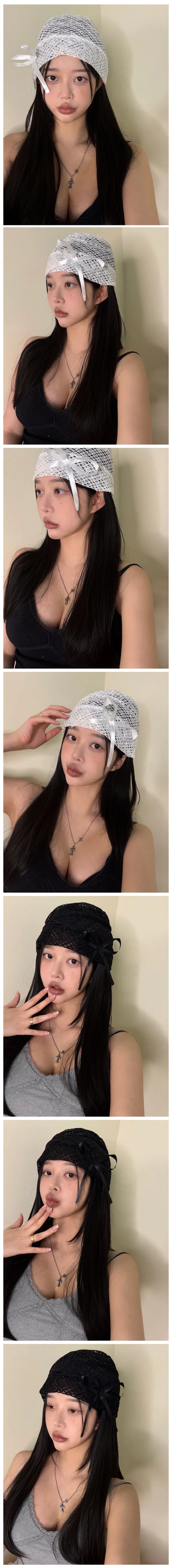 리본 시스루 비니 버킷햇 상세 이미지 1