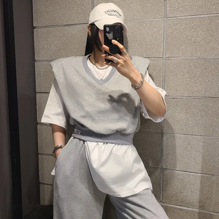 패드 브이넥조끼 와이드 세트 상세 이미지 16