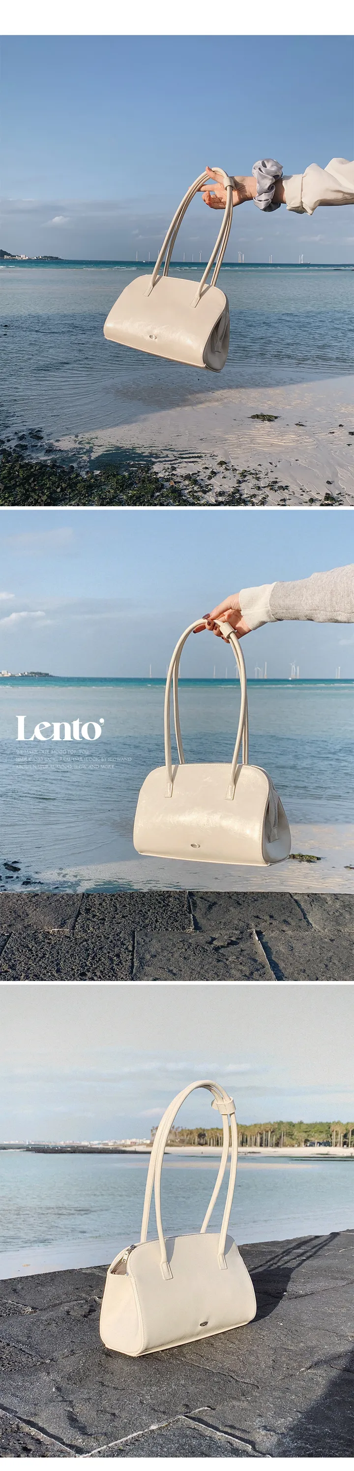 [🤎트렌디/숄더백] #LENTO. Baguette Tote Bag - 4 color (SLOWMADE/자체제작/알찬수납력/데일리/바게트백/레더백/이너포켓) 상세 이미지 19