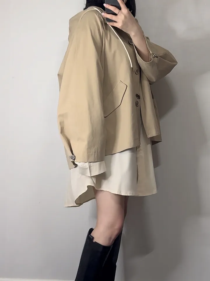 [🤍당일출고🤍/아방핏제대로2color/고퀄리티] 프리미엄 하프 후드 트렌치 야상 코트 자켓 상세 이미지 12