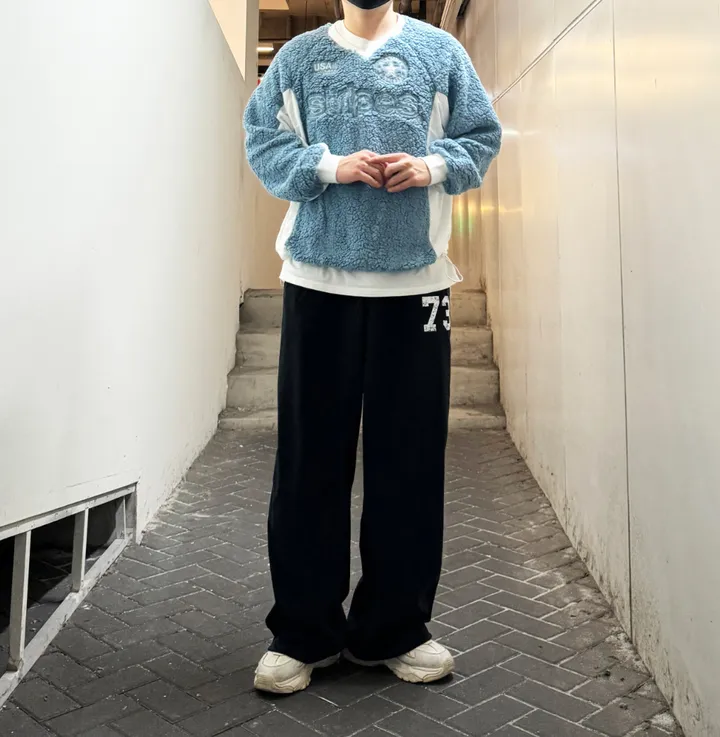 [1+1할인]덤블 양털 밍크 후리스 자수 패치 블록코어 스트링 오버핏 브이넥 아노락 맨투맨 상세 이미지 141