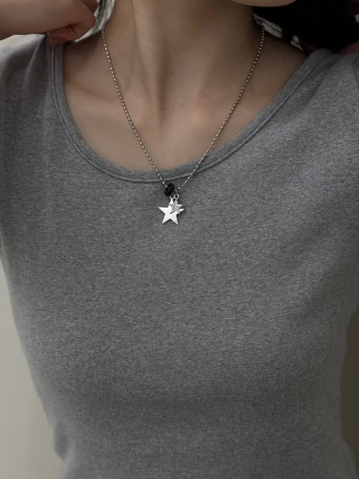 [🖤오늘출발🖤] 블랙 라인 더블 스타 목걸이 상세 이미지 5