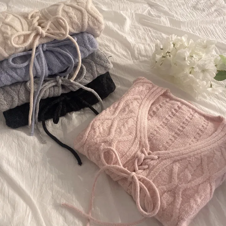 주문폭주🍓[3000장 돌파!!] 딸기우유 머금은 색감, 모아 울 꽈배기 리본 니트 가디건 상세 이미지 33