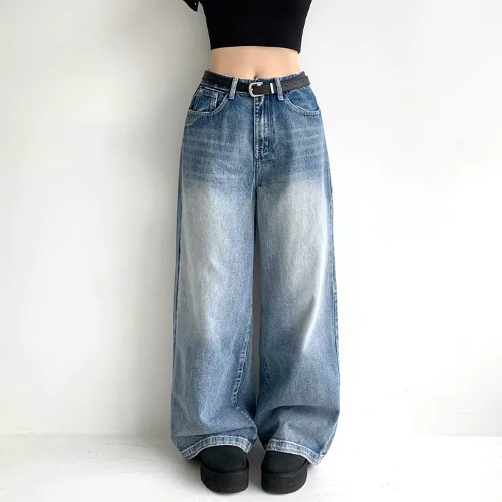 [모델소장🖤/기장선택/~XL] 페이블 3기장 힙 빈티지 워싱 하이웨스트 로우 밑단 스냅 조거 와이드 데님 팬츠 청바지 키작녀 키큰녀 남녀공용 사계절팬츠 빅사이즈 상세 이미지 5