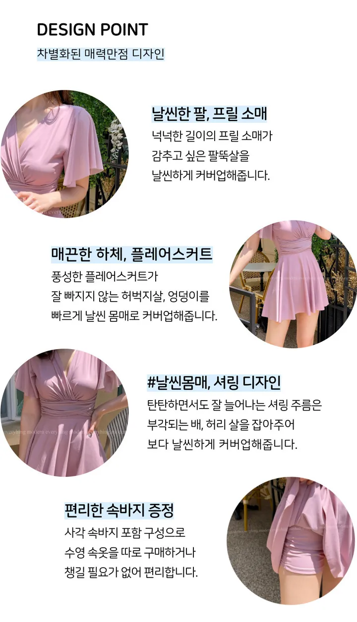 💙[날씬보장/L~5XL]빅사이즈 체형커버 프릴 원피스 모노키니 비키니 수영복 상세 이미지 2