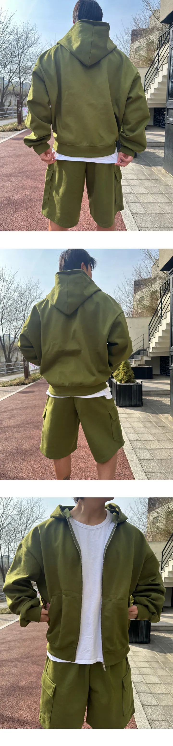 [SET할인][당일출고] 오버핏 후드집업 후드티 봄 여름 버뮤다 트레이닝 팬츠 세트 상세 이미지 8