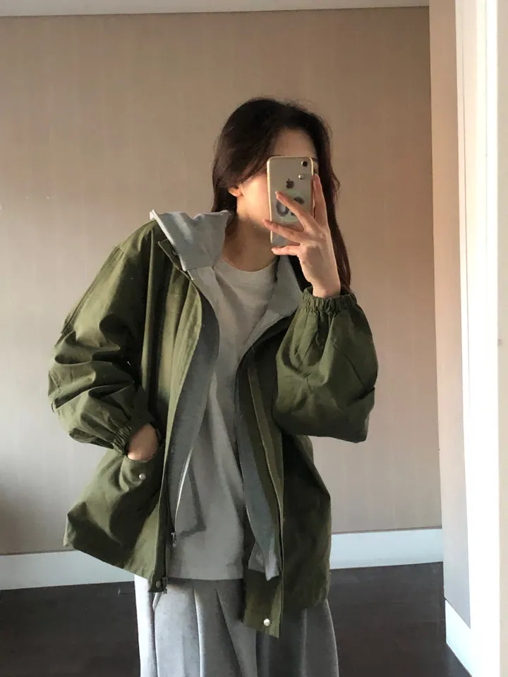 [최저가보장/후드탈부착!] 루즈핏 후드 레이어드 야상 점퍼 누빔 안감있음 -2colo 상세 이미지 38