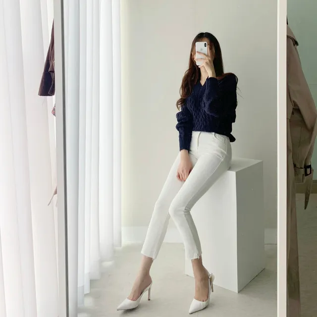 [빠른배송/1만장돌파] 스판굿 반하이 8부 일자 팬츠 면바지 화이트 블랙 베이지 상세 이미지 64