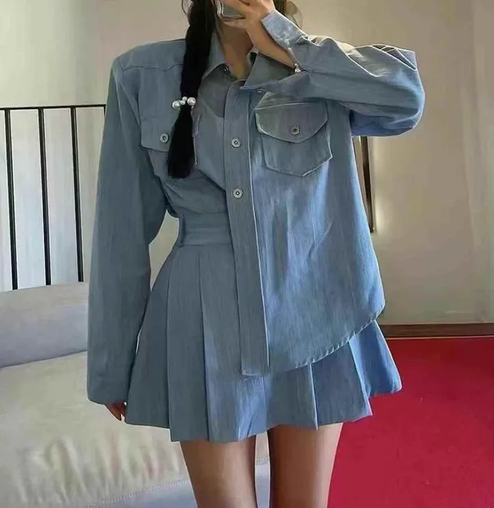 데님 셔츠치마 세트 상세 이미지 4