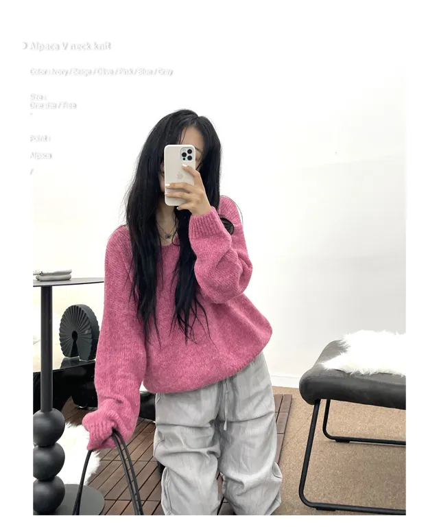 6color/당일출고/최다판매/Alpaca V neck knit 상세 이미지 2