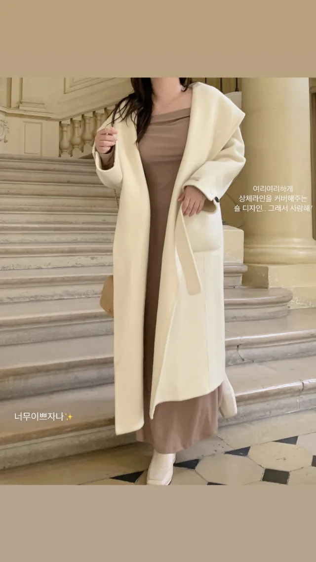 [handmade][wool90%]로에 숄카라 후드 핸드메이드 롱코트 4color 상세 이미지 6