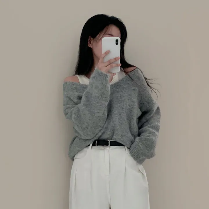 [✨세트가격✨]카페라떼 루즈핏 레이어드 니트 나시 세트 - 3color 상세 이미지 34