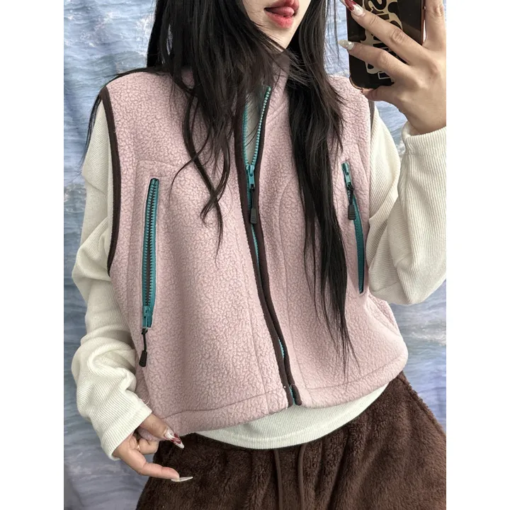 [OOTJ MADE]키치 더 힙 믹스 컬러 포인트 플리스 후리스 하이넥 집업 베스트(4color) 상세 이미지 9