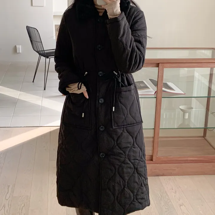 [당일출고/고퀄💯] 안감전체퍼 퍼카라 누빔 밍크 롱패딩 코트,2color 상세 이미지 32