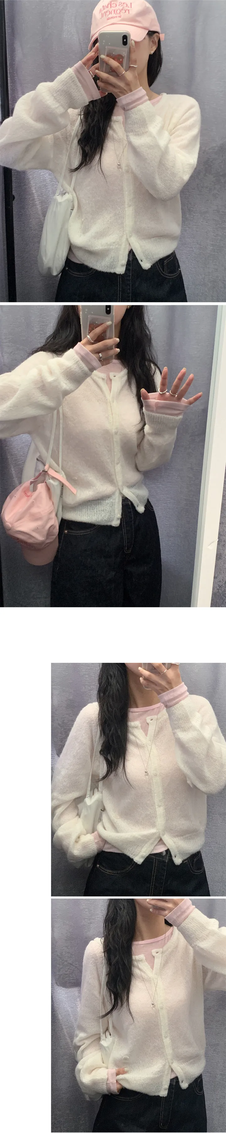 당일/봄가디건🌸 [here you] 퍼지 모헤어 cardigan - 5color (벚꽃룩/울가디건/모헤어니트/나들이룩/봄니트) 상세 이미지 35