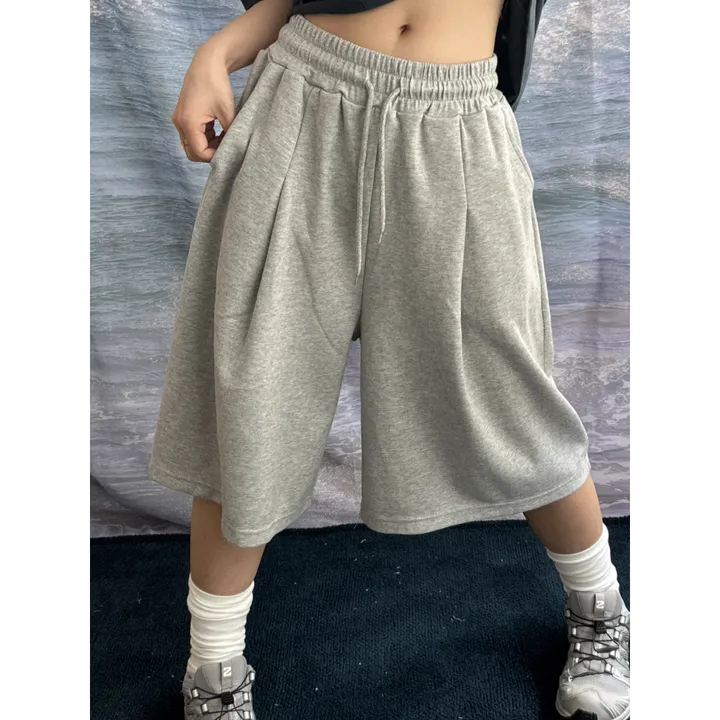 [UNISEX/기획특가/소장추천!/3size!]사이드 폴드 핀턱 포인트 루즈 와이드 벌룬 버뮤다 하프 트레이닝 팬츠(2color) 상세 이미지 50