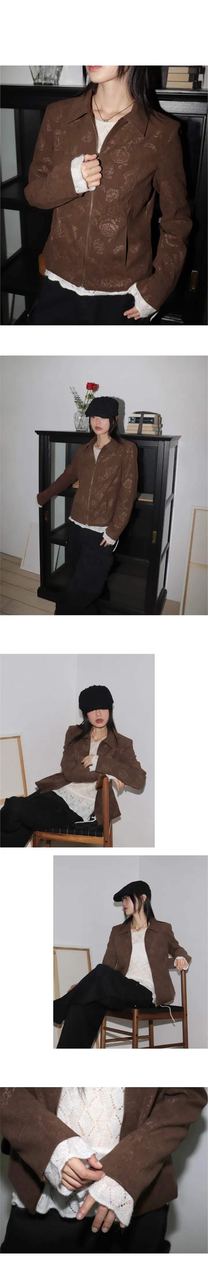 [MADE] 고츠 빈티지 로즈 자카드 스웨이드 집업 자켓 상세 이미지 6