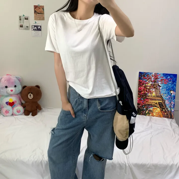[활용도200%] 베이직 루즈핏 무지 이너 레이어드 기본 반팔티 (4col) 상세 이미지 9