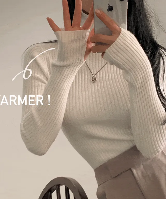 [F/W필수템] 핏감예쁜, 핸드워머 골지 폴라니트/티셔츠 - 6color