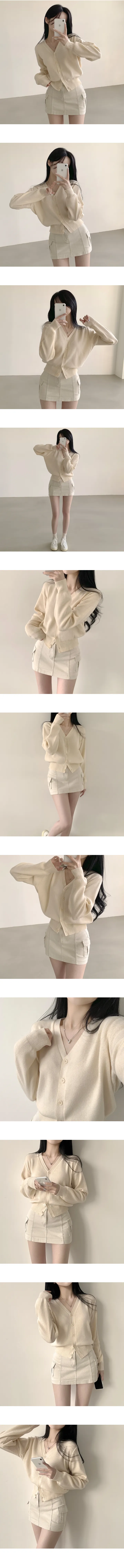 [허리잘록~/부드러워요] 말라보이는, 브이넥 무지 크롭 긴팔 니트가디건 (10color) 상세 이미지 2