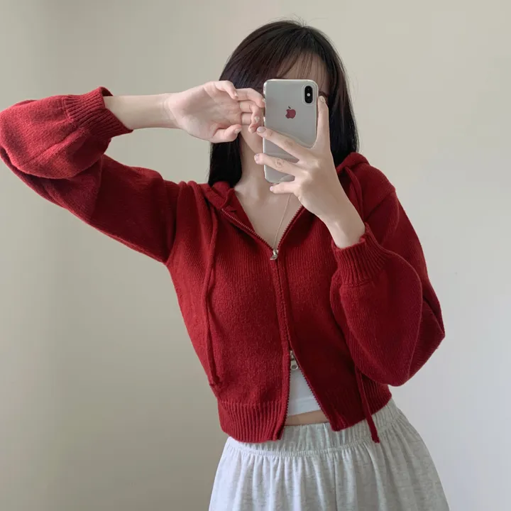 [아방핏🌈/7color] 레인보우 도톰 투웨이 크롭 니트 후드집업 가디건 도톰가디건 가디건 상세 이미지 12