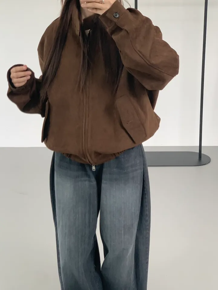 가성비갑) 로컬 스웨이드 자켓 (2color) [스웨이드/자켓/가을코디/코디추천/가성비/숏자켓/점퍼/대학생/y2k/데일리/겨울코디] 상세 이미지 2