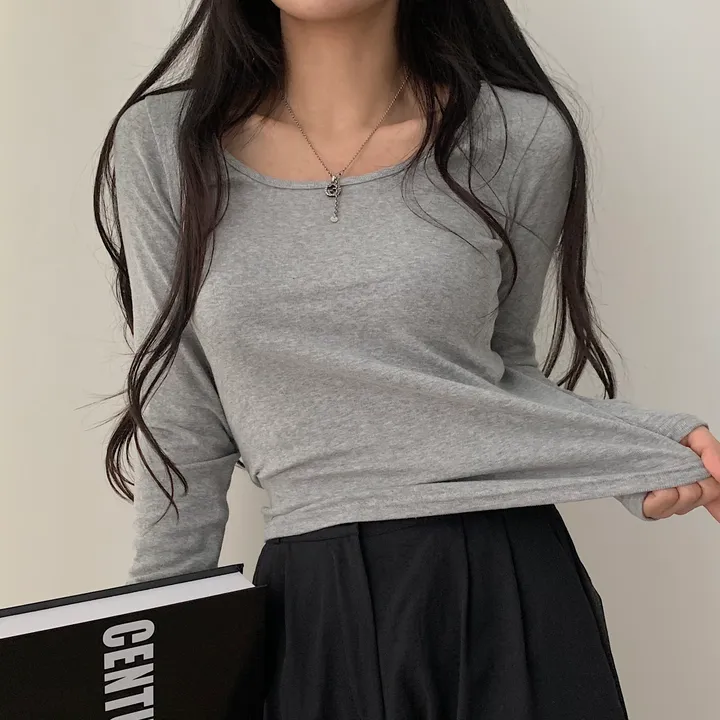 [기본템] 부드러운 U넥 긴팔티셔츠;4col 상세 이미지 28