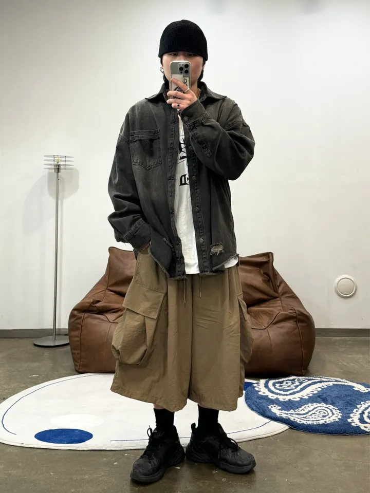 (누적 1000장)(4COLOR) 빅포켓 나일론 8부 카고팬츠 (카고반바지, 여름반바지, 8부팬츠, 와이드반바지, 카고하프팬츠, 나일론팬츠) 상세 이미지 48