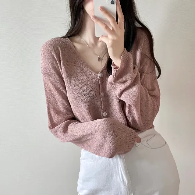 (5color)피넛 썸머 크롭 브이넥 가디건 상세 이미지 37